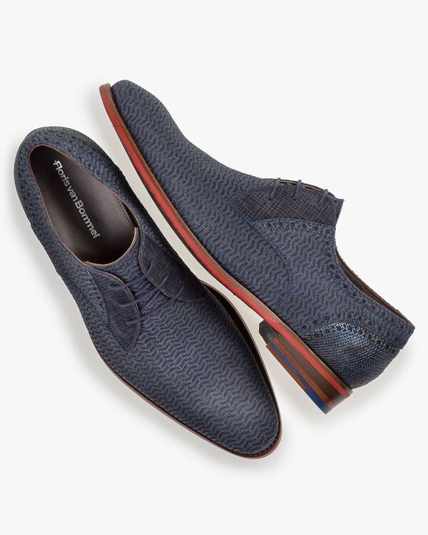 Lace shoe nubuck leather blue