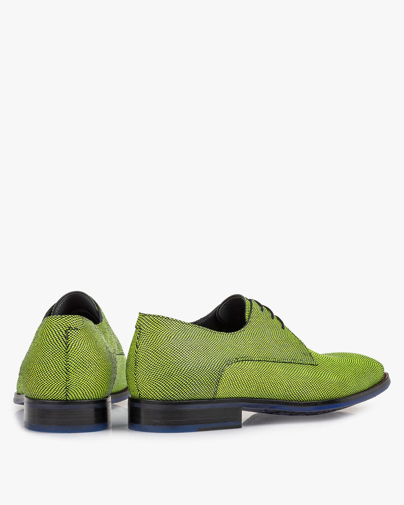 Schn&uuml;rschuh mit Print Wildleder gelb