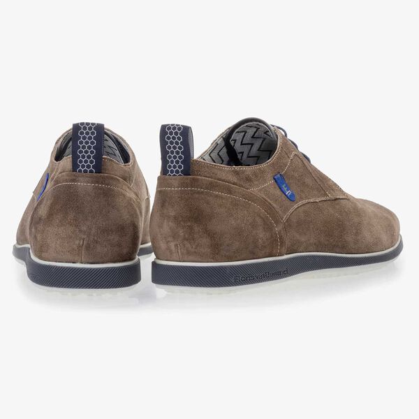 Taupefarbener Wildleder Schn&uuml;rschuh