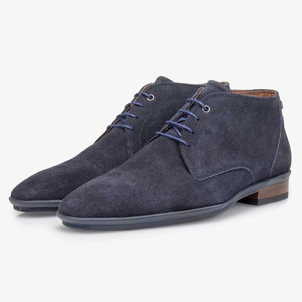 Blauer Wildleder-Schn&uuml;rschuh