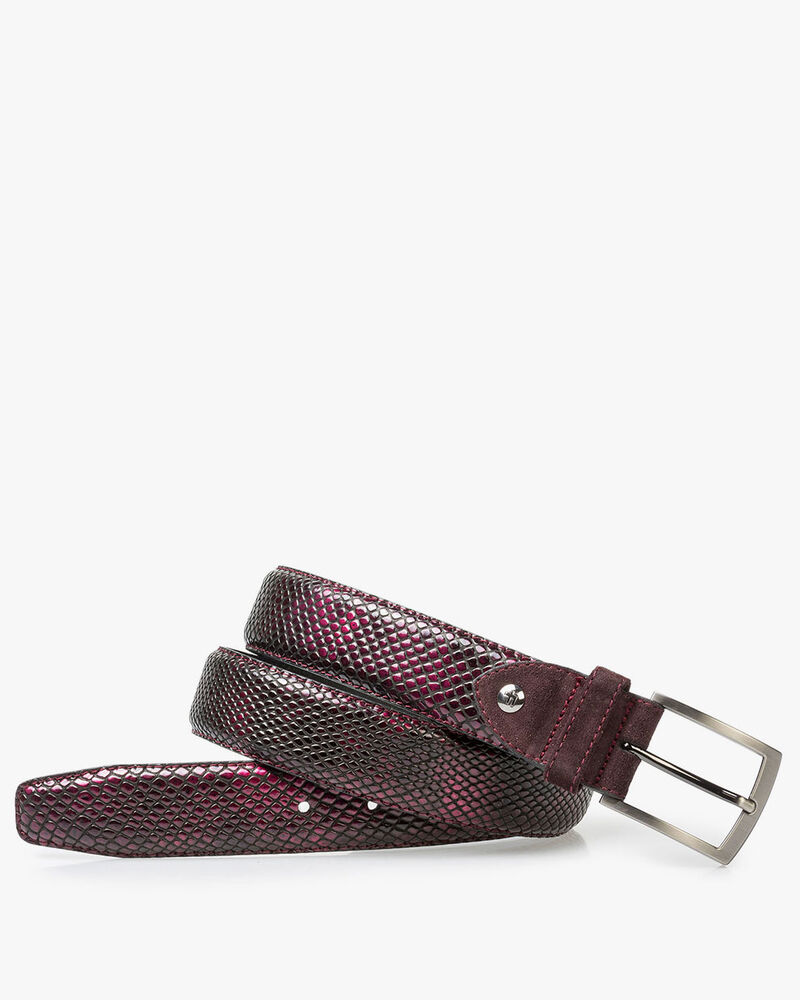 Roter Lackleder-G&uuml;rtel mit Print