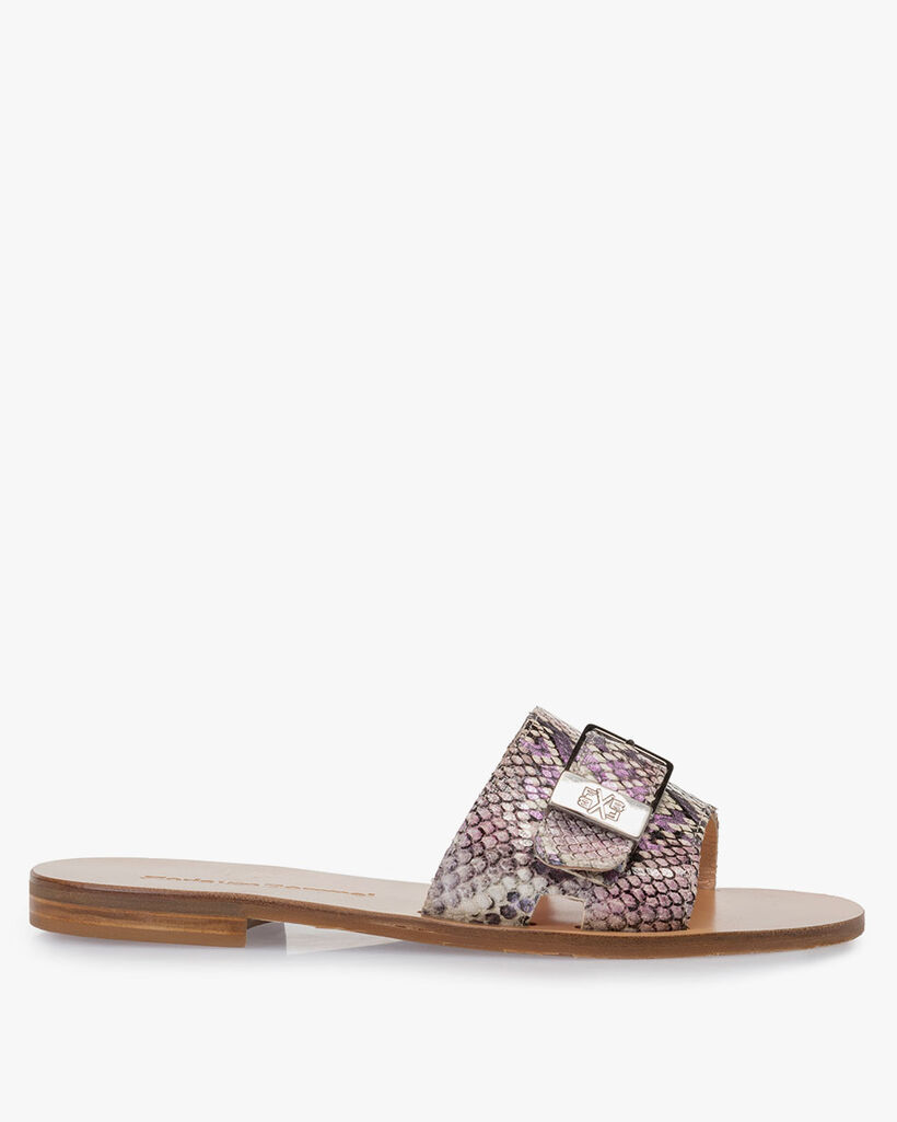 Slipper Leder mit Print pink