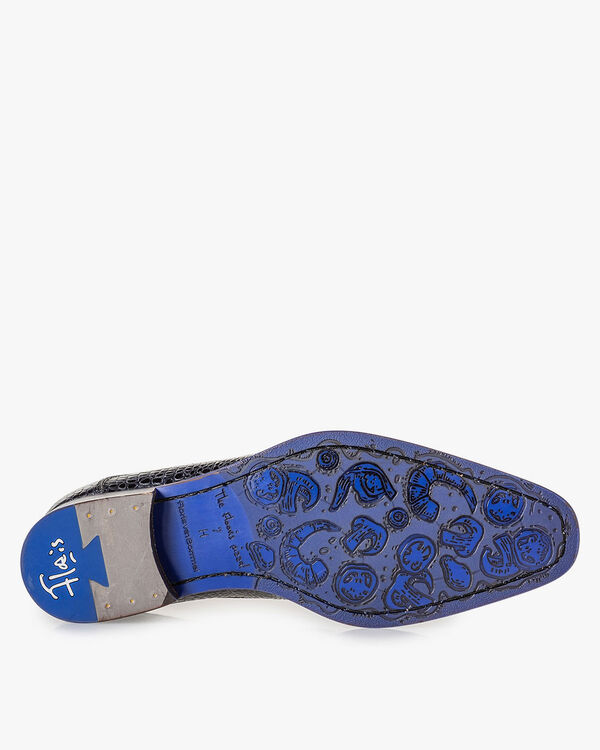 Schn&uuml;rschuh Krokoprint grau