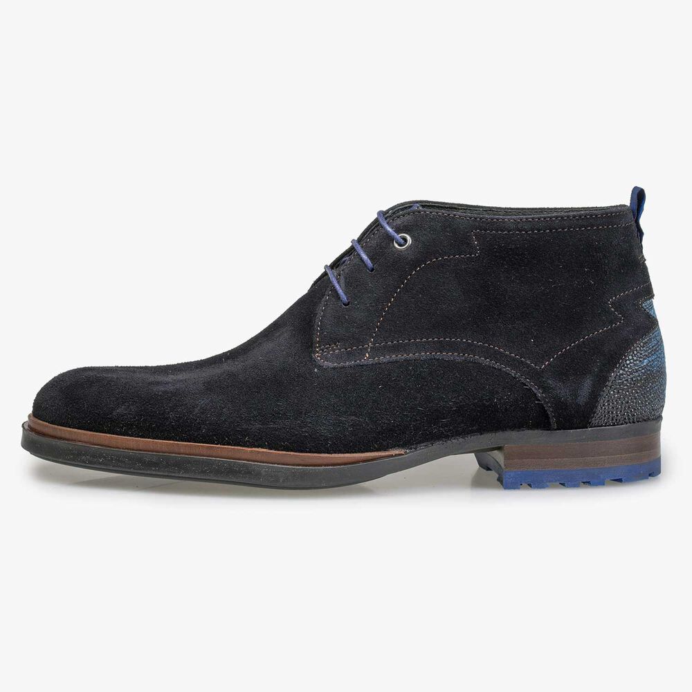 Dunkelblauer Wildleder Schn&uuml;rstiefel