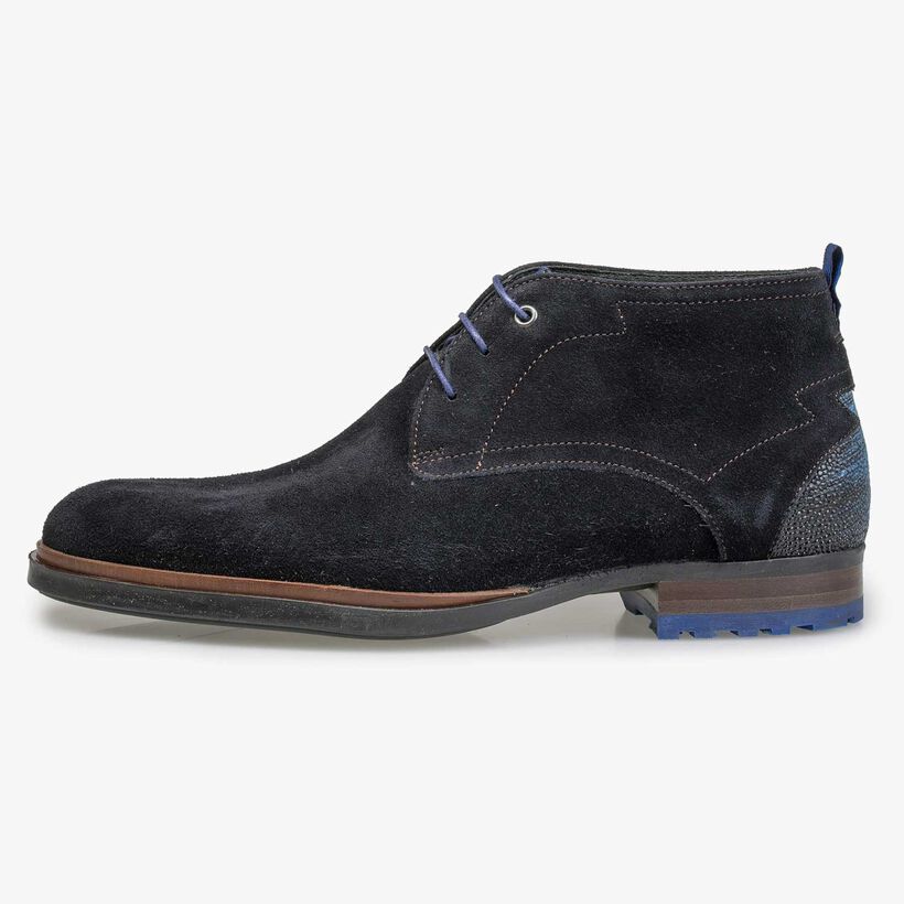 Dunkelblauer Wildleder Schn&uuml;rstiefel