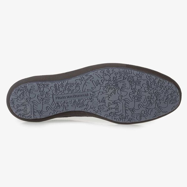 Dunkelblauer Wildleder-Schn&uuml;rschuh mit Print