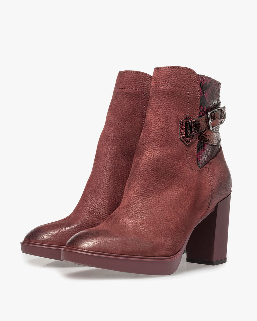 Weinrote Nubukleder-Stiefelette