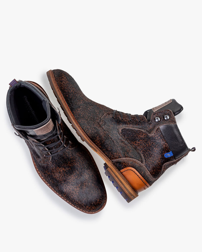 Schn&uuml;rstiefel Pony braun