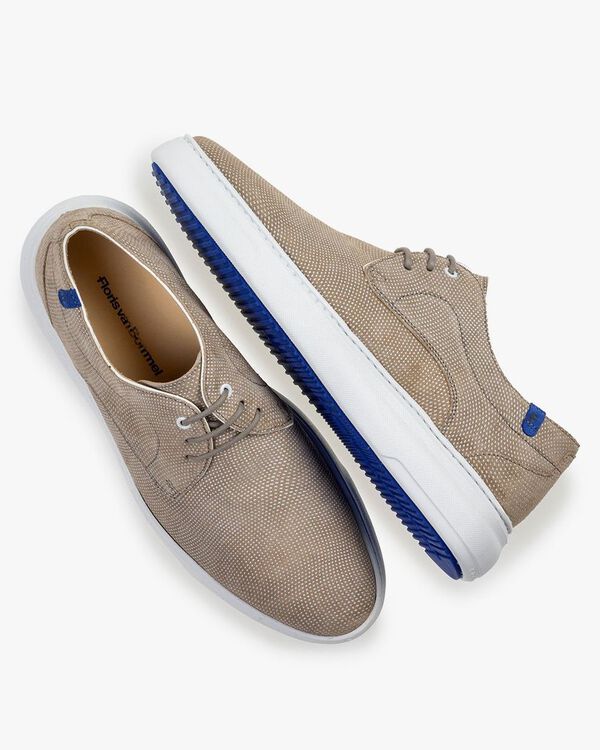 Sneaker mit Print Wildleder sandfarben