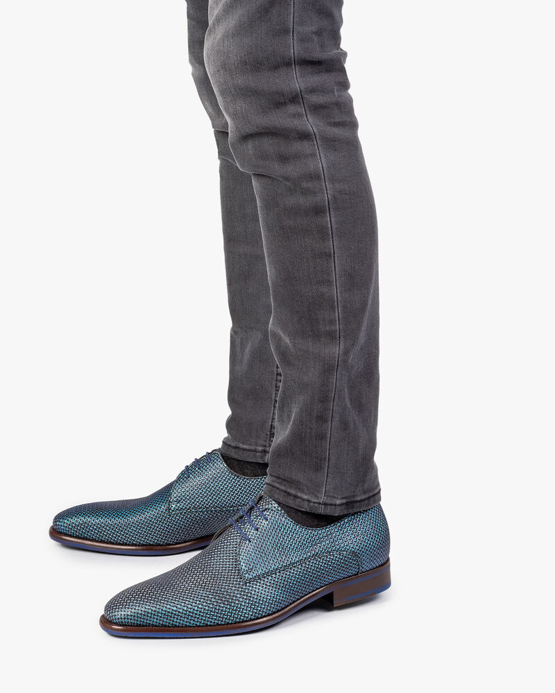 Schn&uuml;rschuh blau metallic