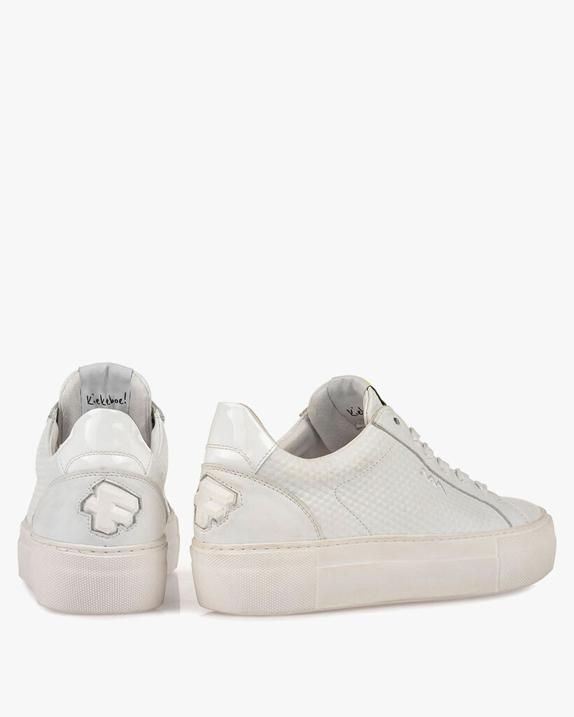 Sneaker mit Print Leder wei&szlig;