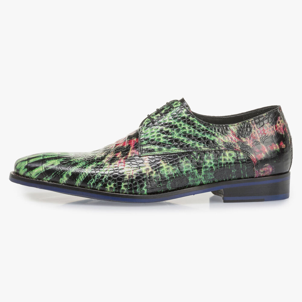 Gr&uuml;n-pinker Premium Leder-Schn&uuml;rschuh
