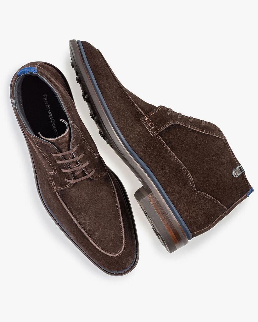 Lace boot brown suede leather