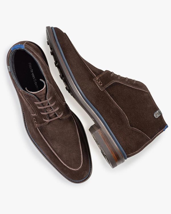 Lace boot brown suede leather
