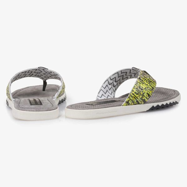 Yellow snake print leather thong slipper