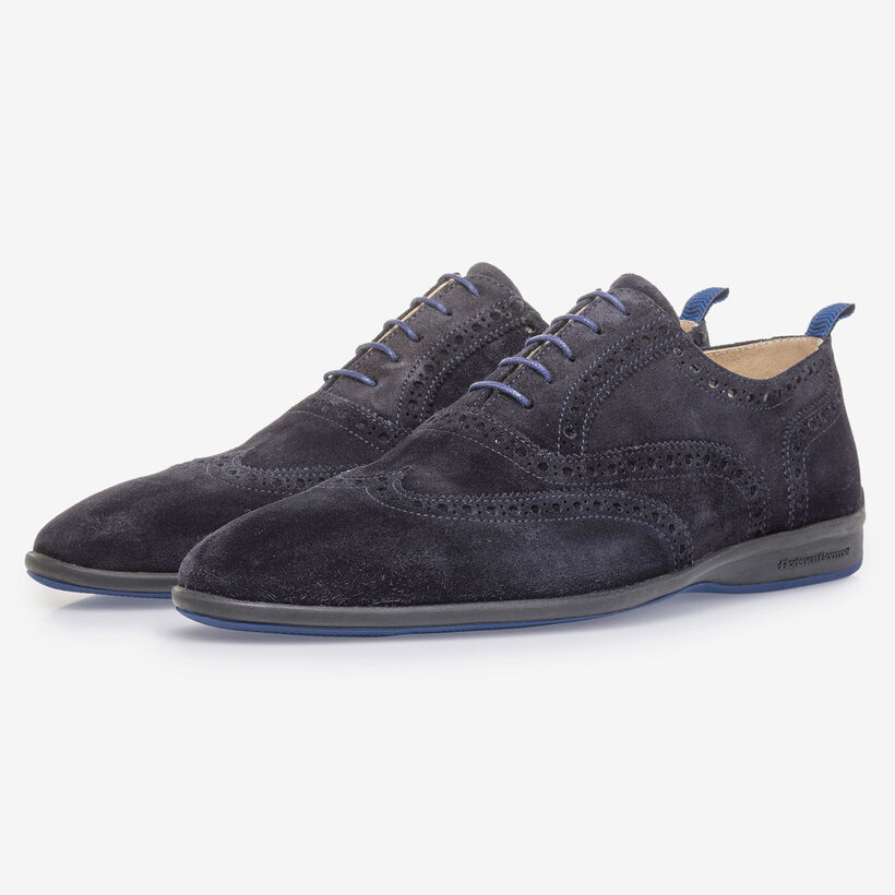 Dunkelblauer Wildleder-Schn&uuml;rschuh