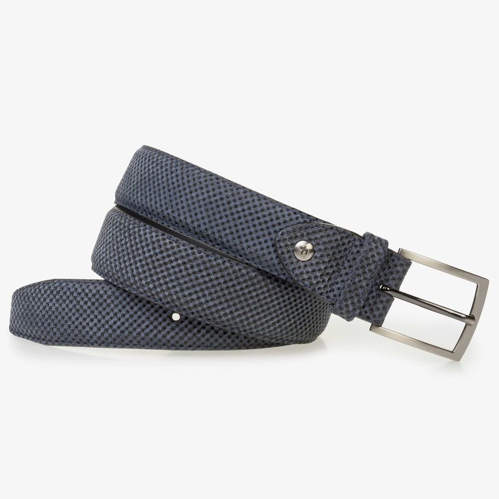 Blauer Wildleder-G&uuml;rtel mit Miniprint