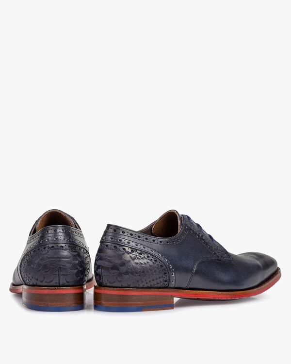 Schn&uuml;rschuh Kalbsleder blau