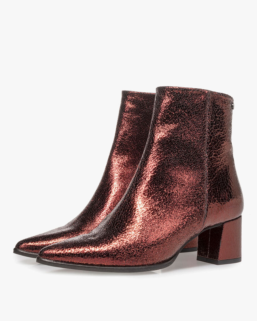Bordeauxrote Leder-Stiefelette