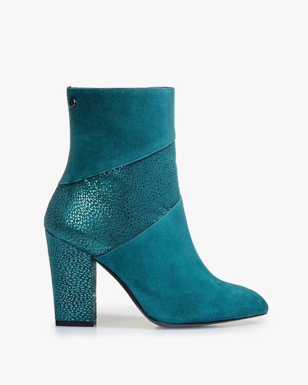 Blaue Stiefelette mit Metallic-print