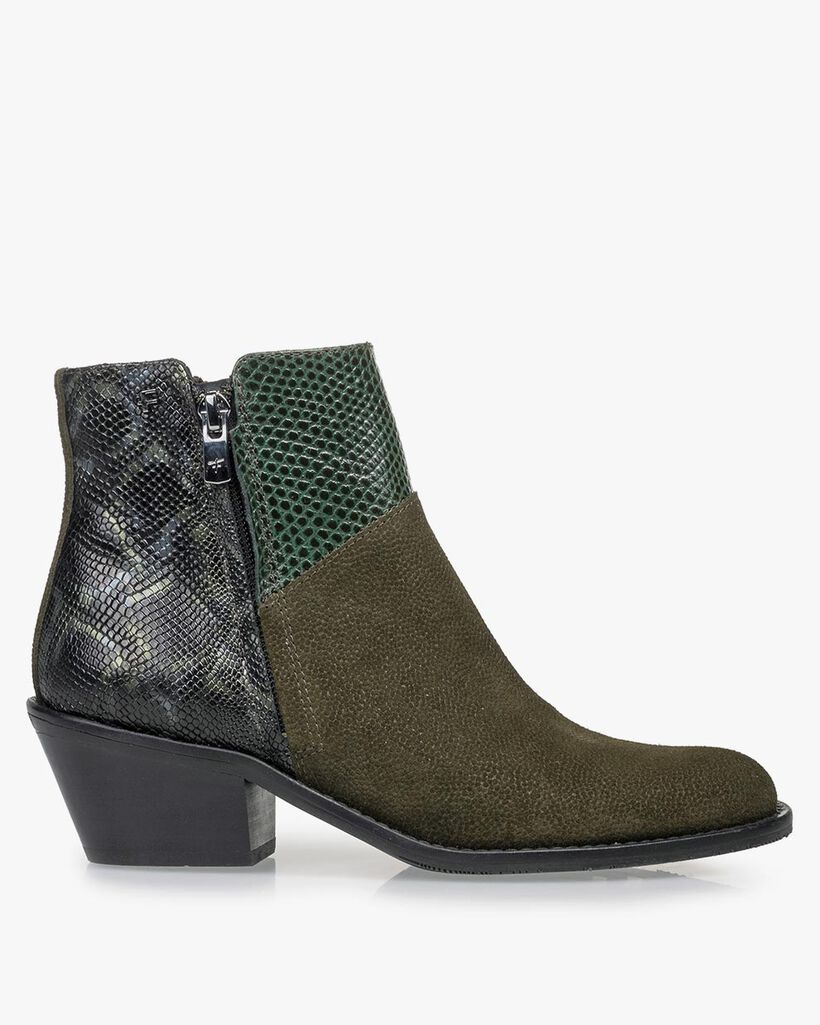 Stiefelette Wildleder-Print gr&uuml;n