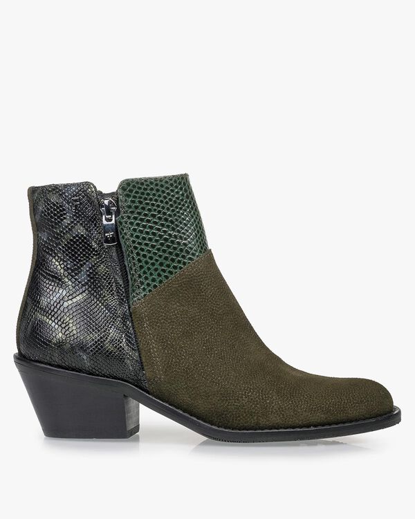 Stiefelette Wildleder-Print gr&uuml;n
