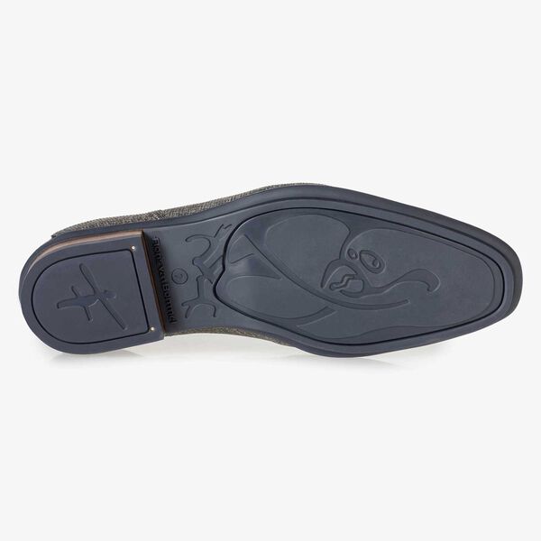 Taupefarbener Leder-Schn&uuml;rschuh mit Print
