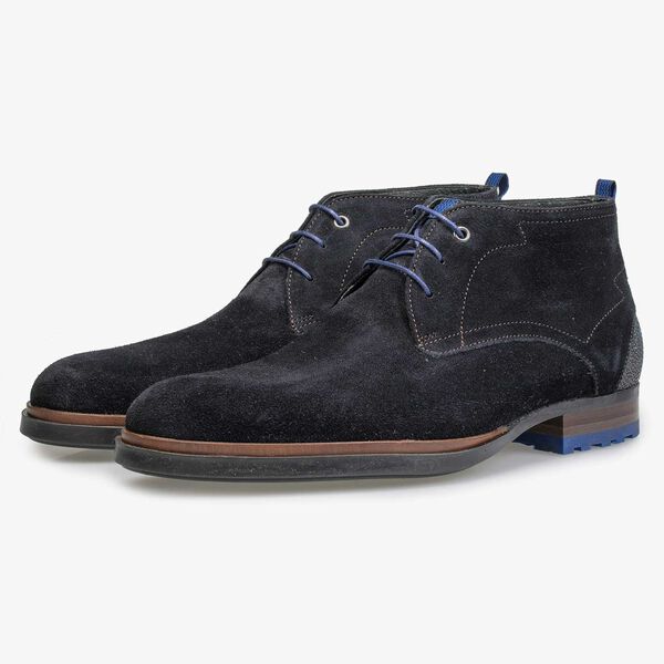 Dunkelblauer Wildleder Schn&uuml;rstiefel