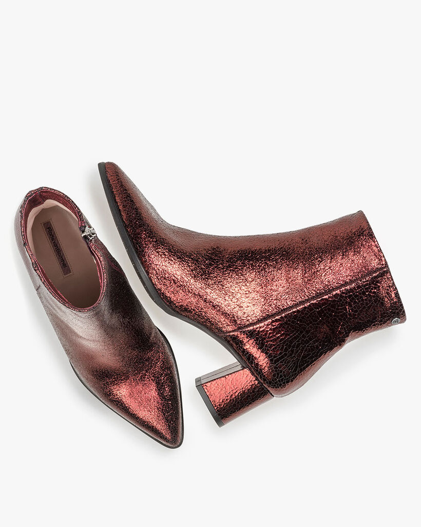 Bordeauxrote Leder-Stiefelette