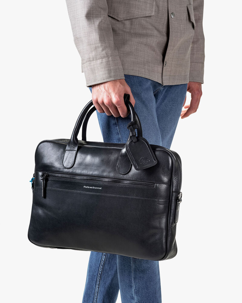 B&uuml;rotasche schmal Leder schwarz