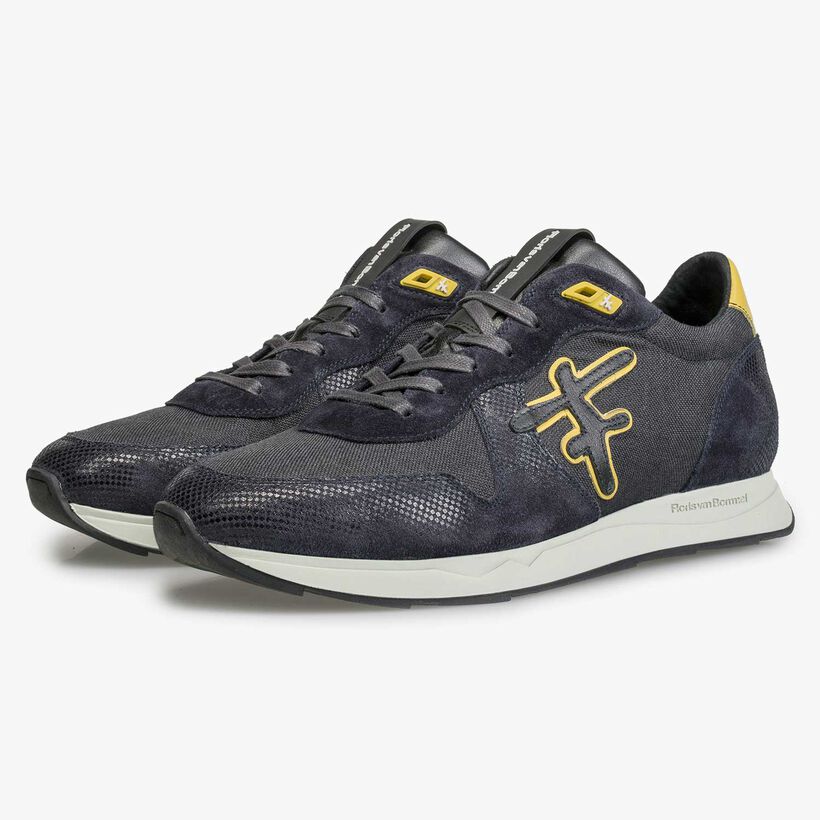 Blauer / Grauer Sneaker mit gelben Details