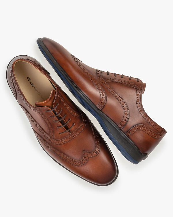 Schn&uuml;rschuh Kalbsleder cognac