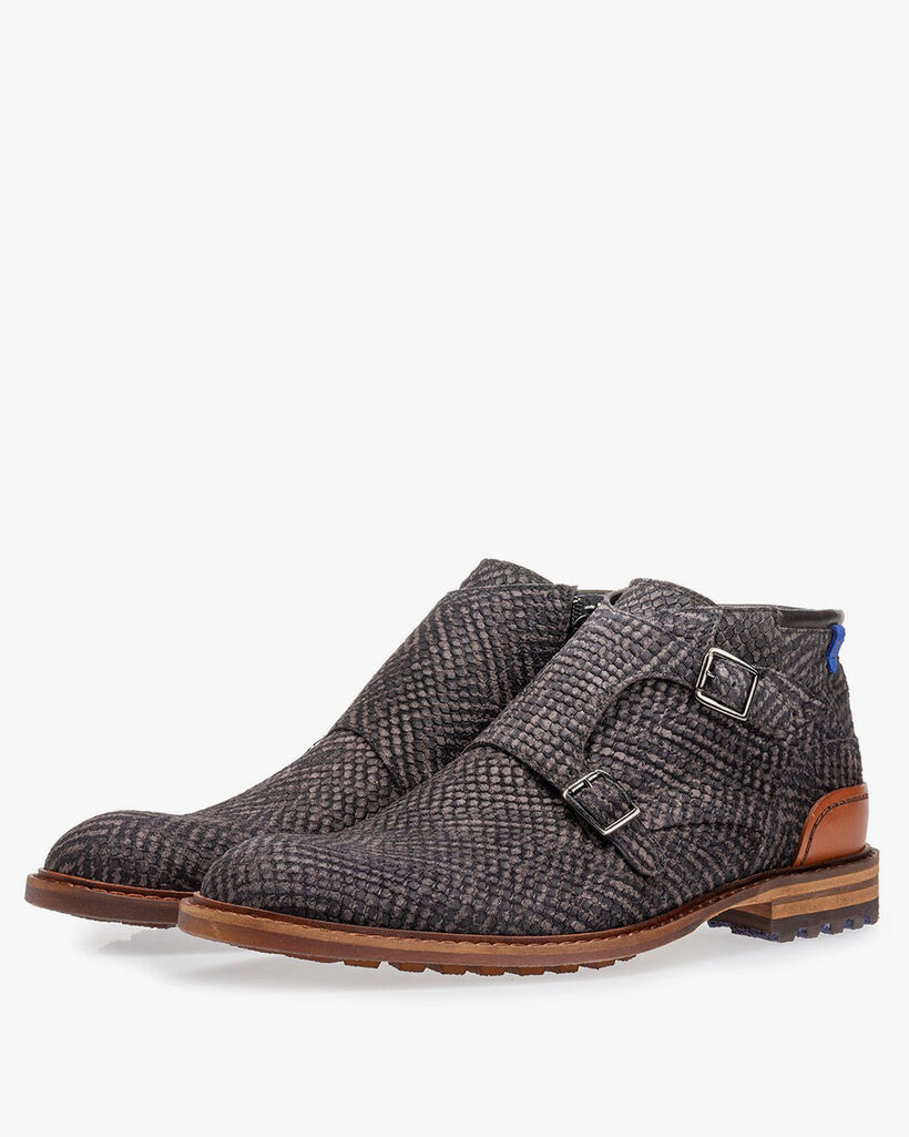 Stiefel grau mit Schnalle
