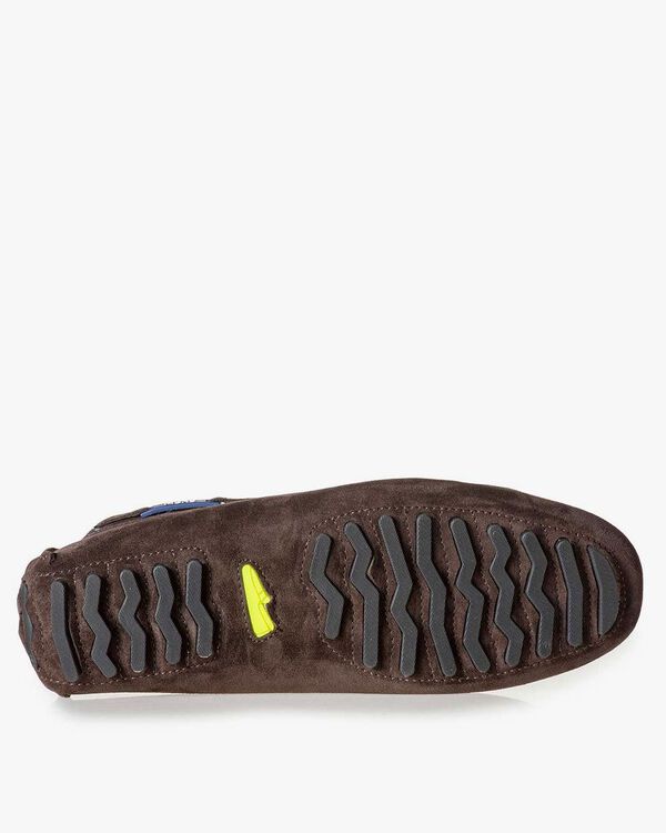 Dark brown calf suede leather moccasin