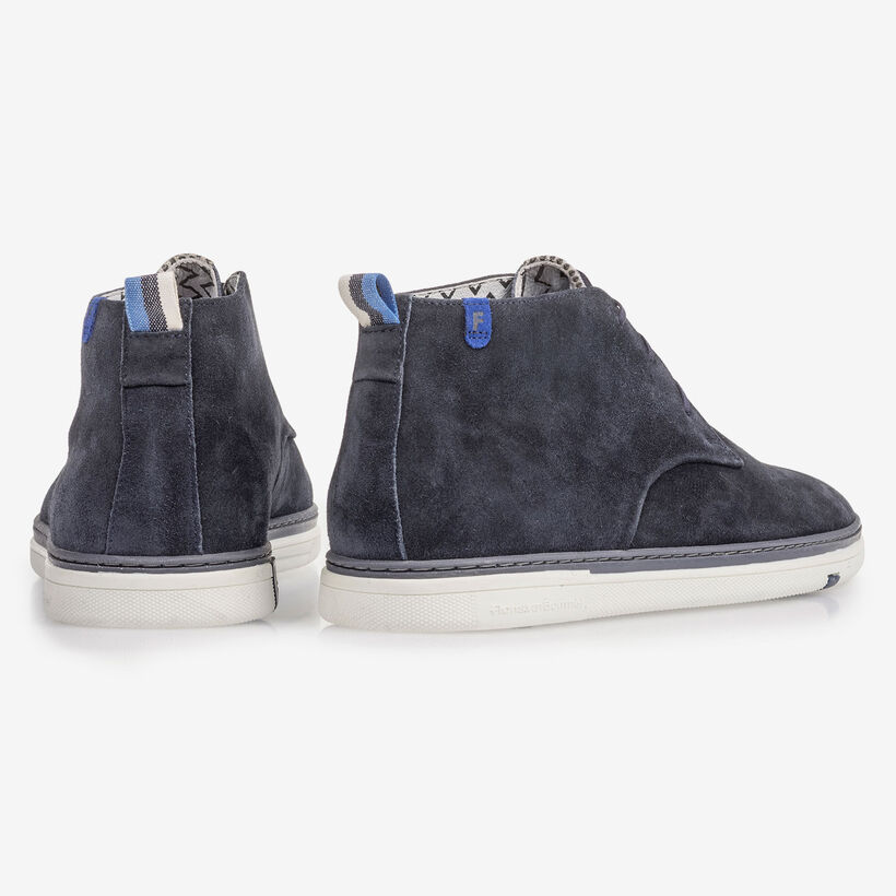 Dark blue suede leather lace boot