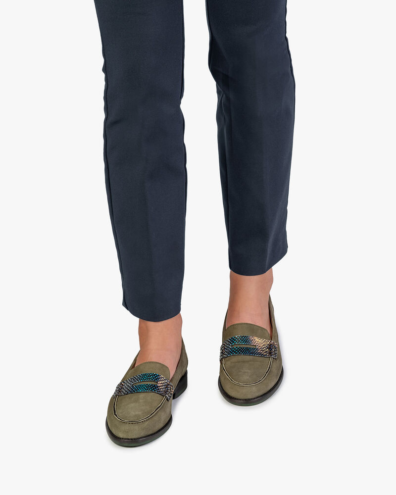 Olivgr&uuml;ner Wildleder-Loafer