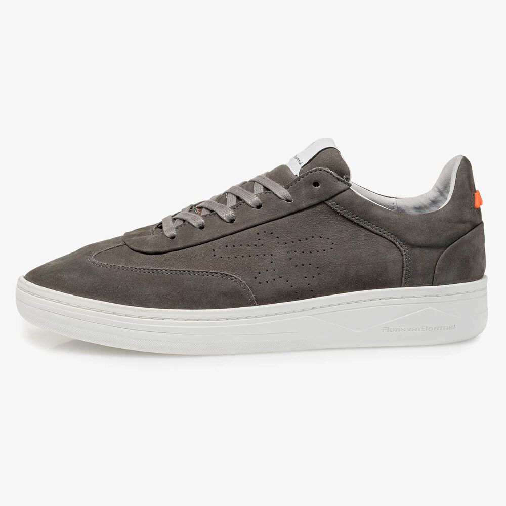 Dunkelgrauer Nubukleder-Sneaker