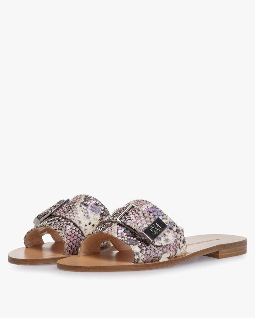 Slipper Leder mit Print pink