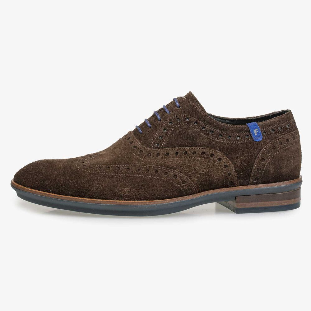 Brauner Brogue Wildleder-Schn&uuml;rschuh