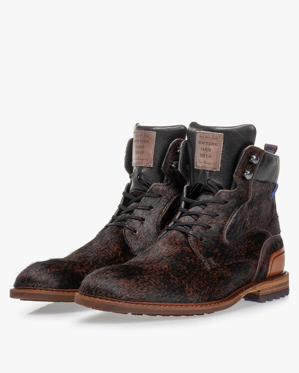 Schn&uuml;rstiefel Pony braun