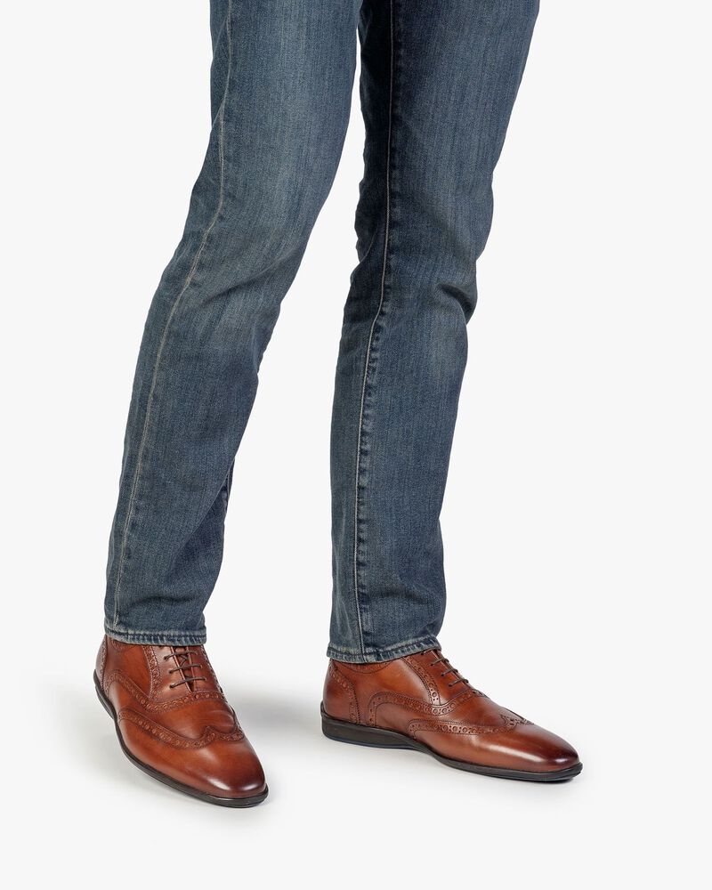 Schn&uuml;rschuh Kalbsleder cognac