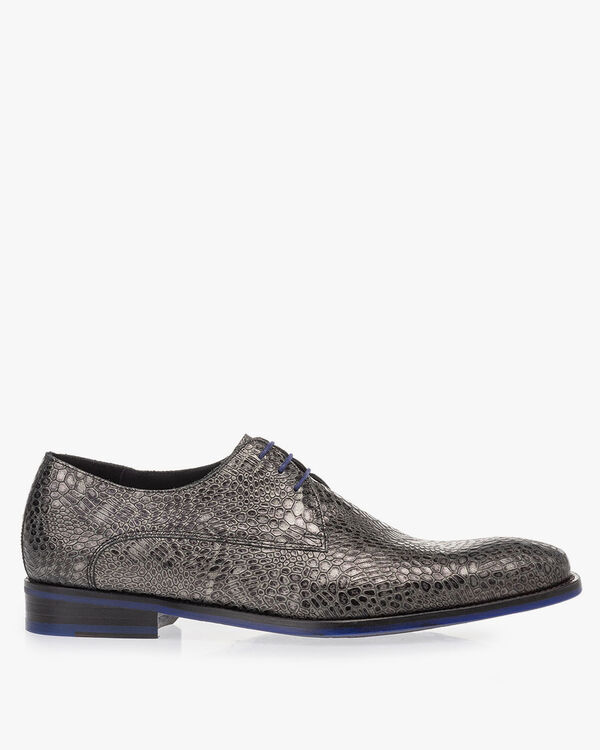Schn&uuml;rschuh metallic grau