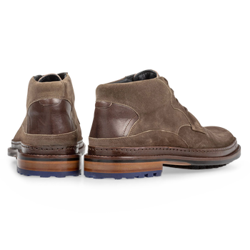 Schn&uuml;rstiefel Wildleder dunkel taupefarben