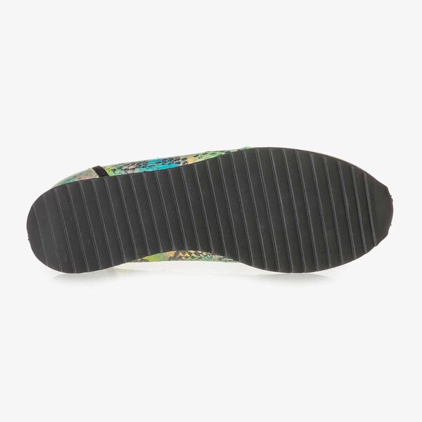 Gr&uuml;ner Leder-Sneaker mit Schlangenprint