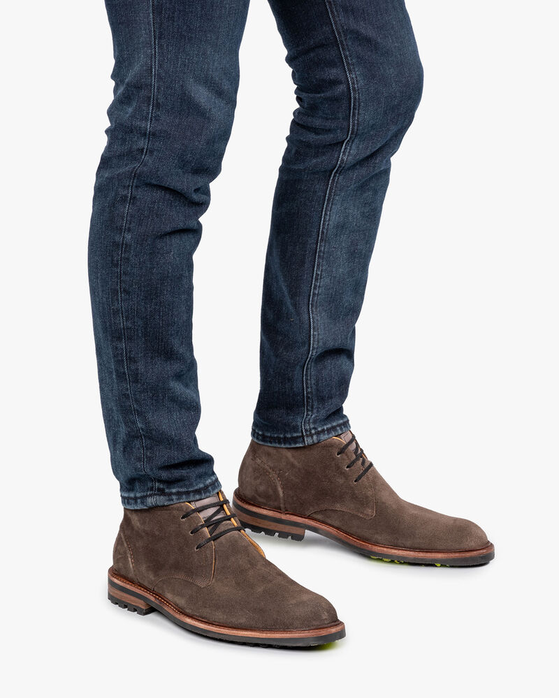 Schn&uuml;rstiefel Wildleder dunkles taupe