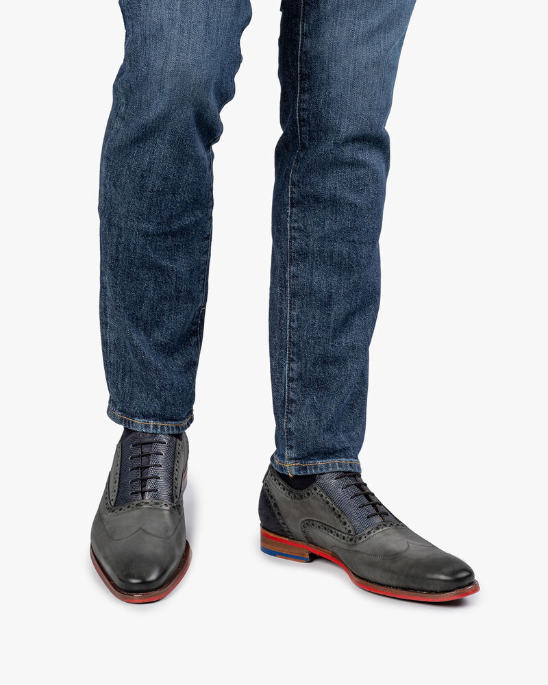 Schn&uuml;rschuh Kalbsleder grau