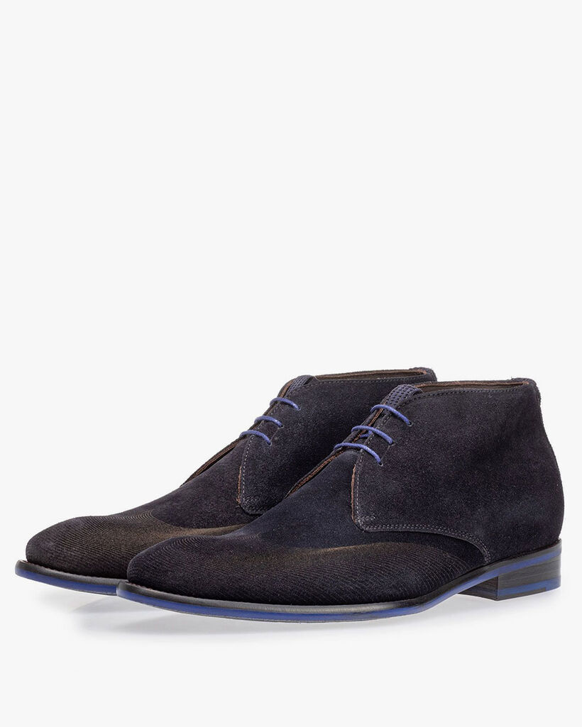 Schn&uuml;rstiefel blau mit Print