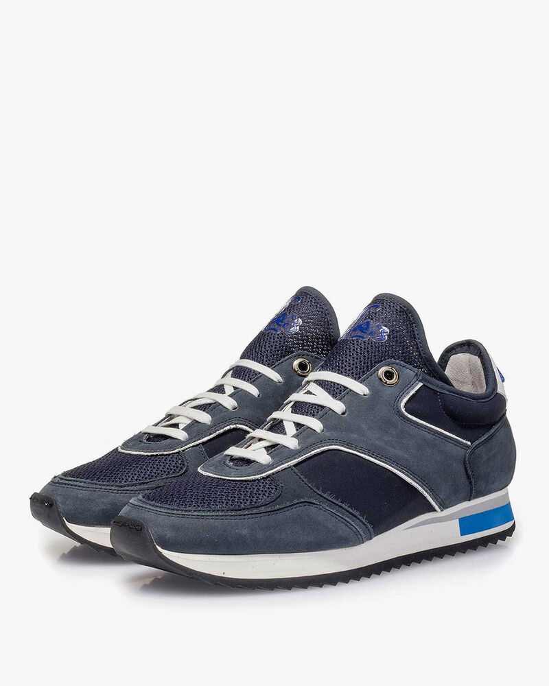 Dunkelblauer Nubukleder-Sneaker