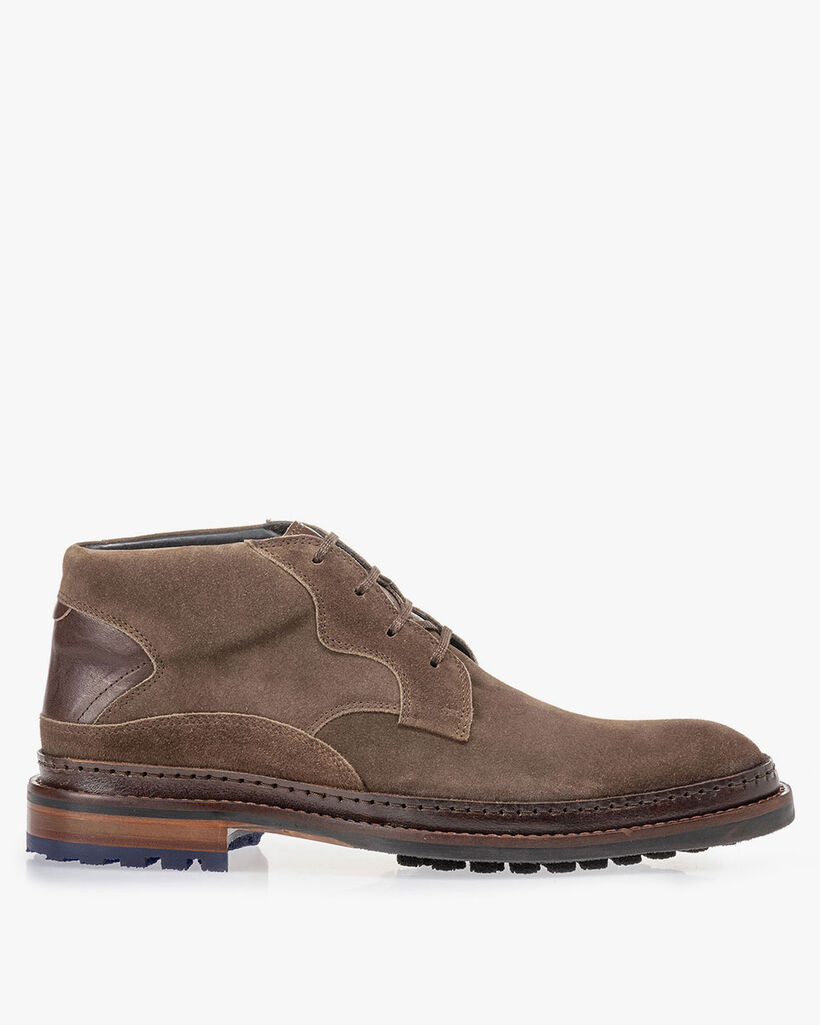 Schn&uuml;rstiefel Wildleder dunkel taupefarben
