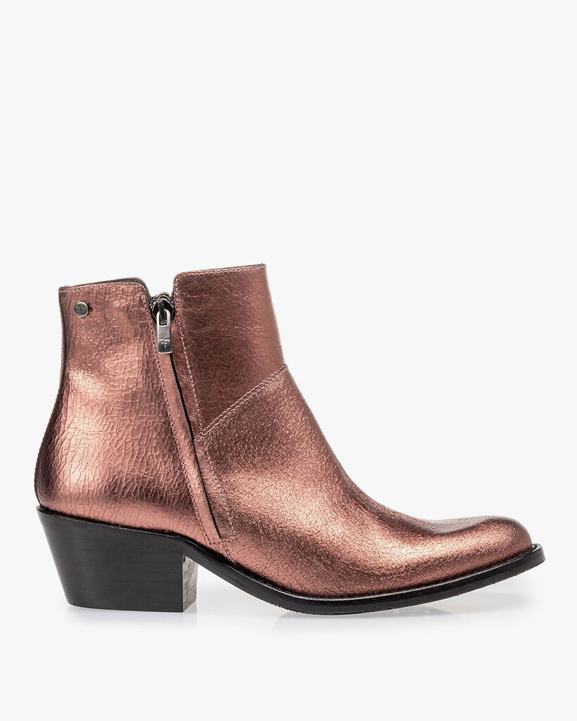 Stiefelette Craquel&eacute; Leder rosa